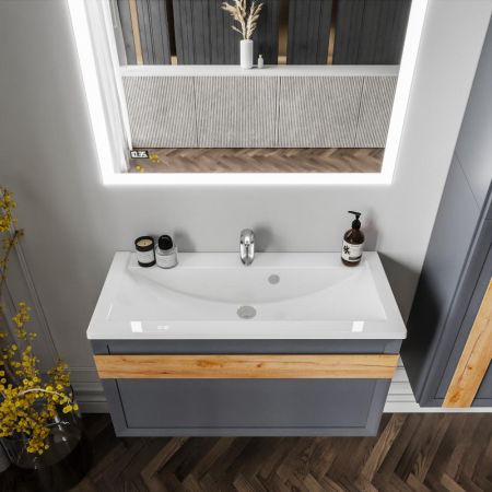 Комплект мебели для ванной Бриклаер БЕРЛИН 100SD, оникс серый, артикул БЕРЛИН 100SD