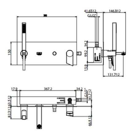 Gattoni Soffio Смеситель для ванны встроенный с внутренней частью. с ручной лейкой. цвет хром, артикул 8105/81C0cr