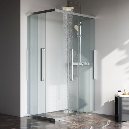 W84G-403-12080-MТ Душевое ограждение Func Square Slide 120х80, мат хром, прозрачное