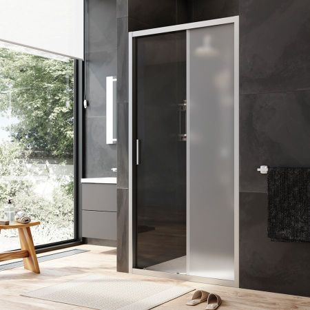 W90G-100-1-195MM Gem Solo Дверь душевая 100х195, стекло матовое, профиль матовый хром, артикул W90G-100-1-195MM