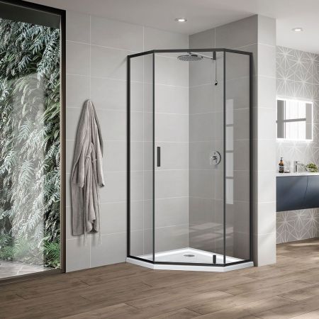Душевой уголок Slim-U VSP-2SU900CLB, 900*900, м.черный, стекло прозрачное, артикул VSP-2SU900CLB