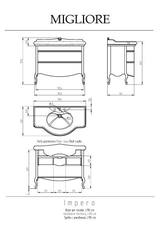 IMPERO База L110xH82xP57 см. для раковины 110 см, 2 выдвижных ящика, цвет: AVORIO, артикул 25961