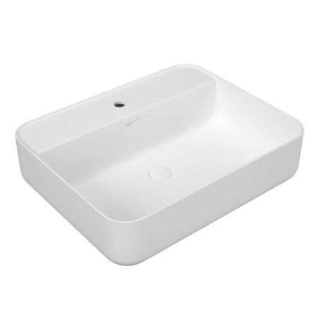 Раковина накладная Vind белая прямоугольная с полочкой под смеситель 500*400*135 (без ДК), артикул OWLB191036