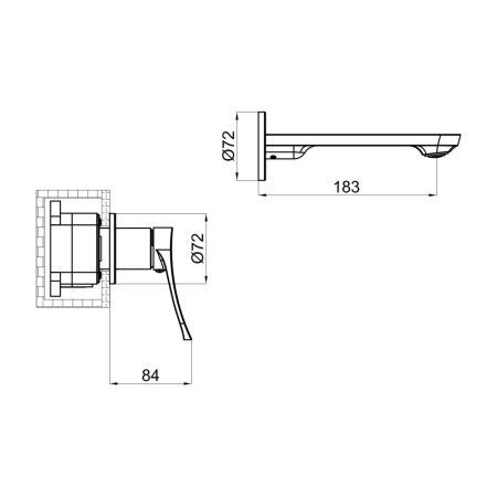Смеситель для раковины встраиваемый Shevanik S4341H, черный