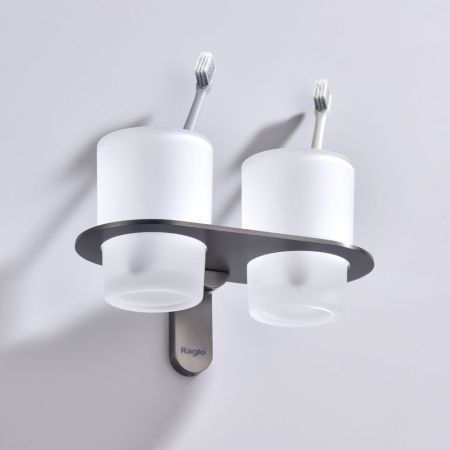 Стакан для ванной комнаты двойной Raglo R300.08.09, графит