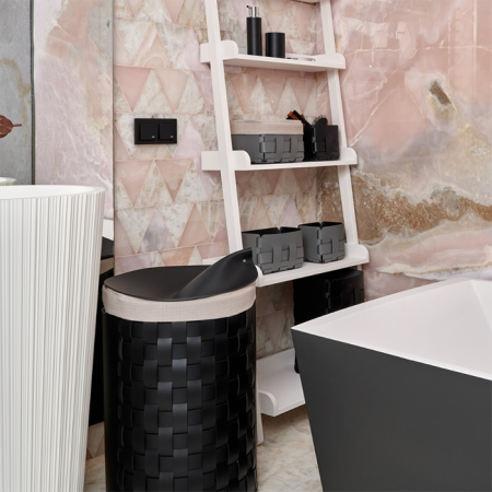 ADJ Корзина для мусора Bottega, D22xH35 см., цвет: черный/серый, артикул 2035.01/03