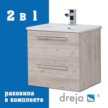 Тумба с раковиной подвесная Dreja Gio 60 см, дуб кантри, артикул 77-0102D-com