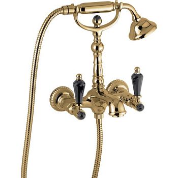 Emmevi The One Atena, смеситель с ручным душем для ванны. Черные кристаллы Swarovski, цвет бронза