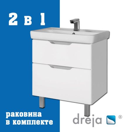 Тумба с раковиной подвесная/напольная Dreja Q Plus 80 см, белый, артикул 99-0006-com