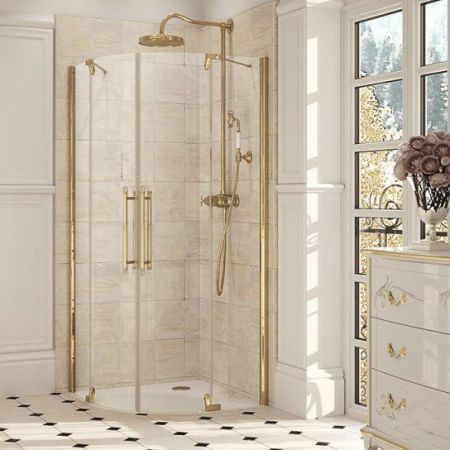 Душевой уголок Huppe Studio Victoria SV0802.031.343 Бронзовый профиль, прозрачное стекло, артикул SV0802.031.343