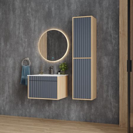 Пенал Onika Дайлер 35 подвесной графит/дуб сонома, универсальный, артикул 403569