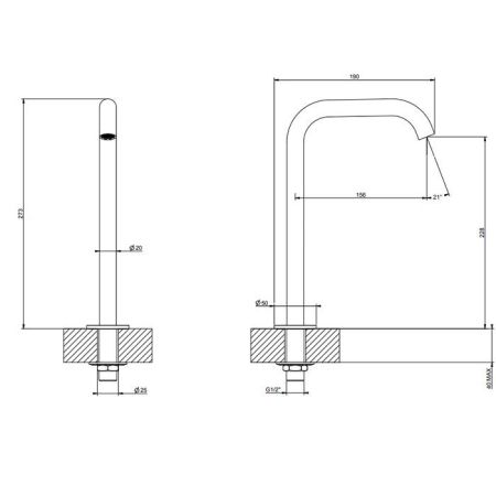 GESSI 316 Отдельно стоящий излив h=230мм , цвет Black XL, артикул 54093#299