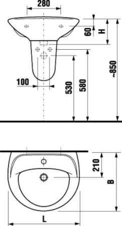 Раковина JIKA LYRA 8.1427.1.000.104.9 (подвесная, (55*45), белый), шт