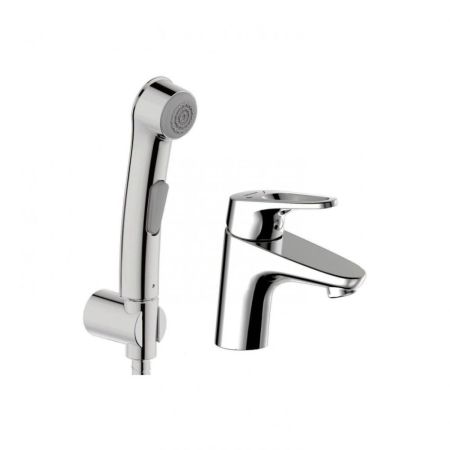 Смеситель для раковины с гигиеническим душем Bravat Drop-D F148162C-1, хром