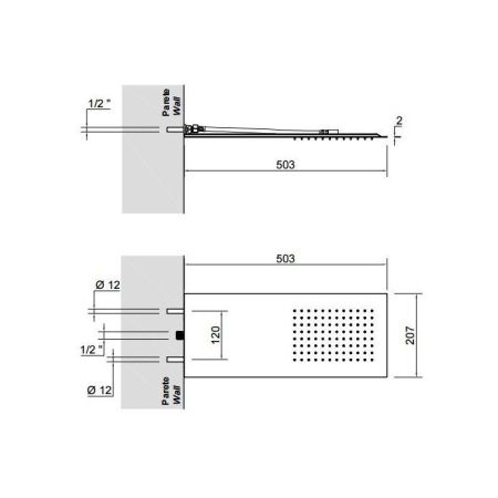 Antonio Lupi Lastra Настенная душевая лейка 20,7x50,3x0,2 см, цвет: нержавейка сатинированная