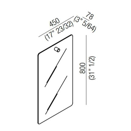 Agape Dot line Прямоугольное зеркало, 80x45см, с полированной кромкой, цвет: натуральный дуб