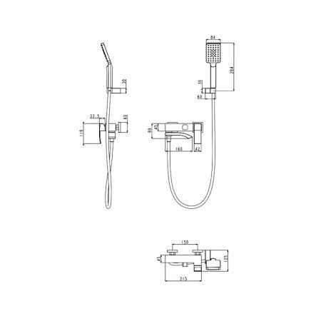Смеситель для ванны FILARETE Waterfall FL2110NK, никель, артикул FL2110NK