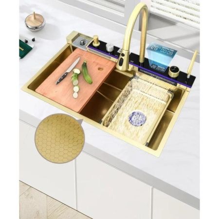 Многофункциональная кухонная мойка Savol S-SC001C, матовое золото, артикул S-SC001C