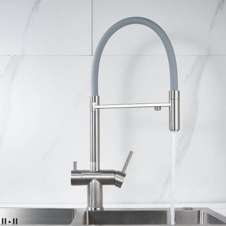 Смеситель для кухни с подключением фильтра Shevanik S178L, сатин