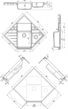 Кухонная мойка Florentina Бомбей 20.375.J0900 Антрацит, артикул 20.375.J0900.302