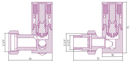 Вентиль, Сунержа, 3D, G 1/2" НР х G 3/4" НГ, правый, цилиндр, материал-нержавеющая сталь, цвет-шампань
