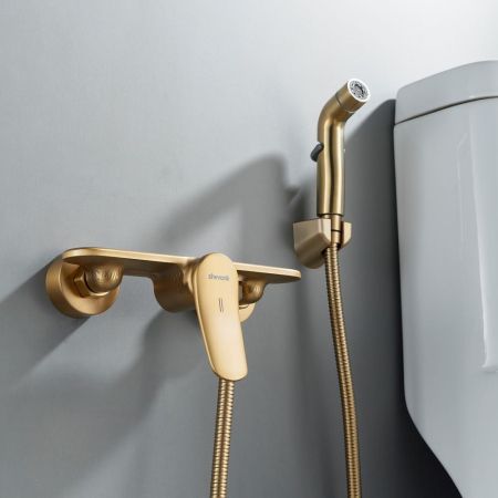 Гигиенический душ со смесителем Shevanik S4705G-1, золотой сатин