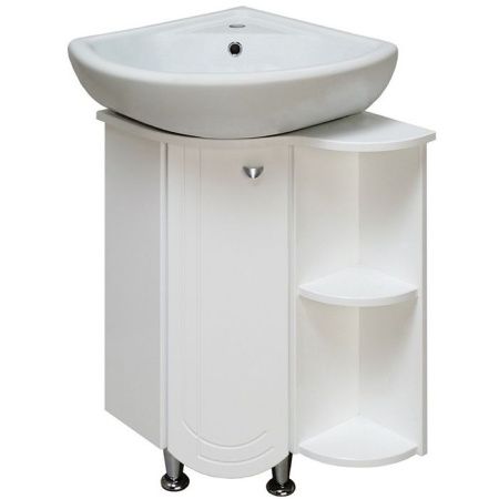 Тумба под раковину Runo Бис 55 R 4620750023324 угловая Белая
