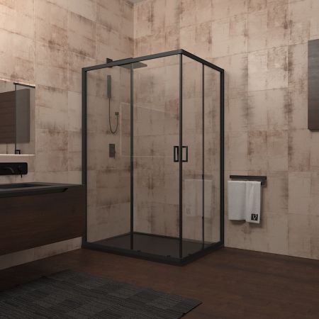 Душевой уголок Rovigo 120x90x195Прозрачноечерный RV14-12090PR-01-19C1, артикул RV14-12090PR-01-19C1