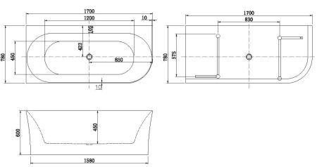 Акриловая ванна Allen Brau Priority 4 А 170x78 2.31004.21A, артикул 2.31004.21A
