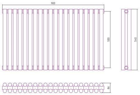 Отопительный радиатор ЭСТЕТ-11 н/ж 500х900 / 20 сек (Шампань), артикул 020-0302-5020