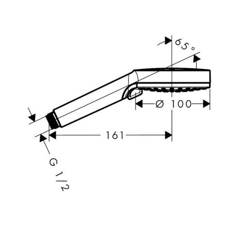 Ручной душ, Hansgrohe, Vernis Blend, размер душевого диска, мм-100, форма-круглая, количество режимов-2, тип струи-Rain, Intense Rain, цвет-черный матовый, артикул 26270670