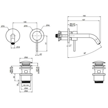Fima Carlo Frattini Spillo Steel Cмеситель для раковины, встраиваемый, излив: 157мм., цвет: нержавеюшая сталь