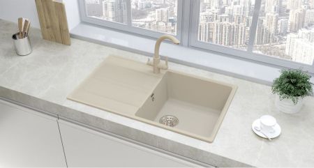 Кухонная мойка Ulgran Quartz Prima 850-02, лен, артикул Prima 850-02