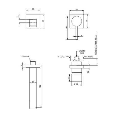 Bongio Tmix18 Встраиваемый смеситель для раковины, цвет Nichel, артикул 08538NSPREU