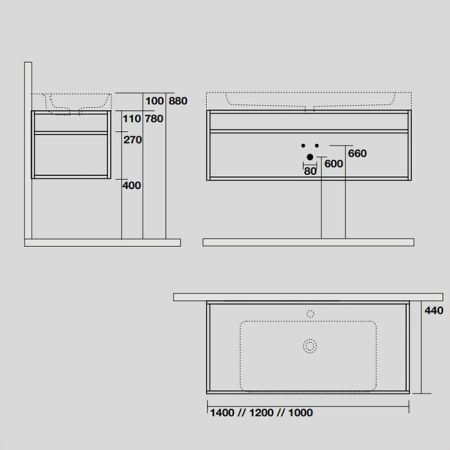 KERASAN Cento раковина 100х45 с 1отв под смеситель, белая, артикул 355001*1