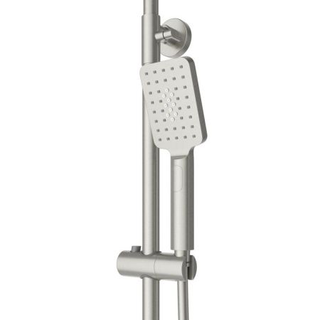 SLIDER-CVD-GM Душевая стойка со смесителем и изливом, оружейная сталь, артикул SLIDER-CVD-GM