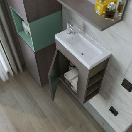 Тумба под раковину подвесная Бриклаер КРИСТАЛЛ ясень анкор темный/графит, 40 см, артикул 4627125416682