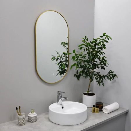 Зеркало с подсветкой LED Fixsen FX-3080G овальное 40х80 см, золотой сатин, артикул FX-3080G