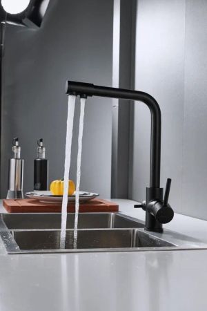 Смеситель для кухни с подключением фильтра Shevanik S328H, черный, артикул S328H