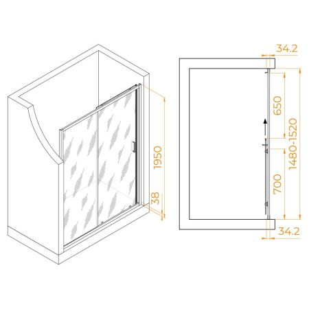 Душевая дверь RGW PA-14Gr (Прозрачное, 1500), артикул 41081415-110
