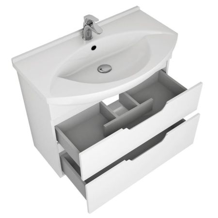 Тумба с раковиной подвесная/напольная Dreja Laguna Plus 105 см, белый, артикул 99-0108-com