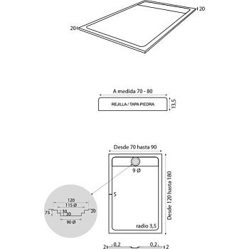 IBX Zale, поддон из натурального камня, размер 70х120, цвет порторо