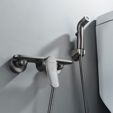 Гигиенический душ со смесителем Shevanik S4705T-1, оружейная сталь