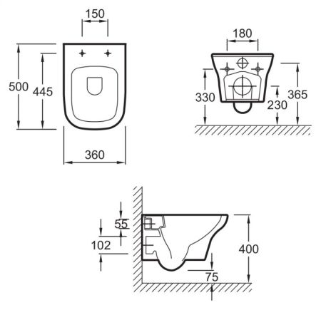 Унитаз подвесной JACOB DELAFON VOX EDM102-00 Rim 50*36 (белый), шт