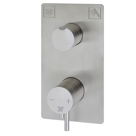 HUBER Lynox Встраиваемый термостатический смеситель для душа с переключателем на 2 выхода, нержавеющая сталь, артикул LX008104D1