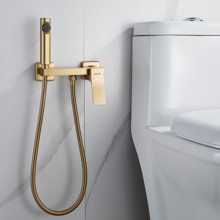 Гигиенический душ со смесителем Shevanik S4005G-1, золотой сатин