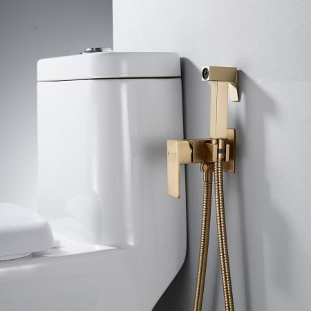 Гигиенический душ со смесителем Shevanik S127G, золотой сатин