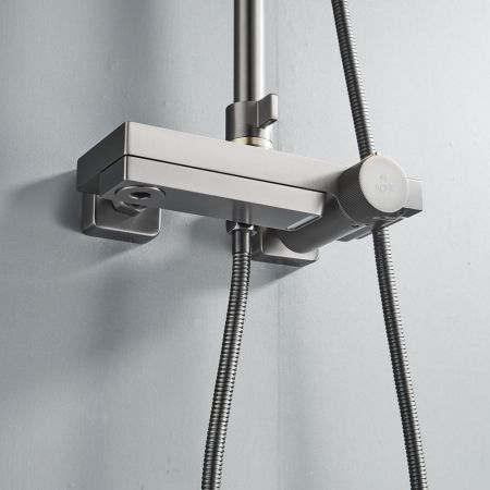 Душевая система с термостатом Rose R1896T, пепельный