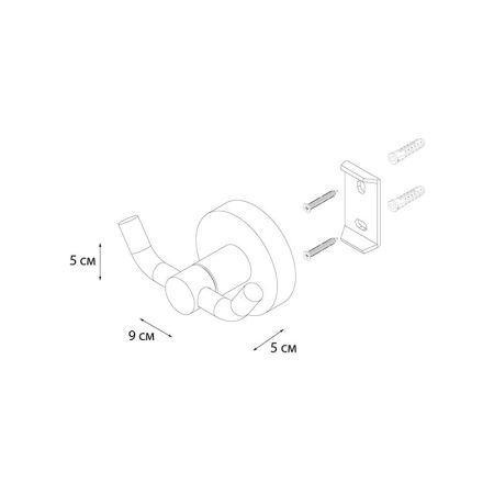 Двойной крючок для ванной FIXSEN COMFORT  BLACK FX-86005A, черный, артикул FX-86005A