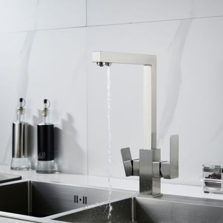 Смеситель для кухни с подключением фильтра Shevanik S148L, сатин, артикул S148L